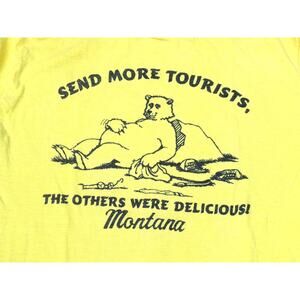 Vtg 70s 80s Montana Send More Tourists Tee M Ched Anvil Single Stitch Yellow